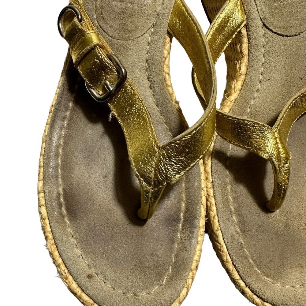 Prada Slides Thongs Wedge Platform Metallic Gold … - image 5